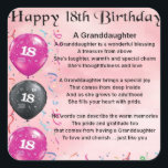 Granddaughter Poem - 18th Birthday Square Sticker<br><div class="desc">A great gift for a special granddaughter on her 18th Birthday</div>