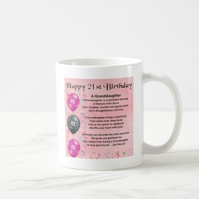 Granddaughter Poem - 21st Birthday Coffee Mug (Right)