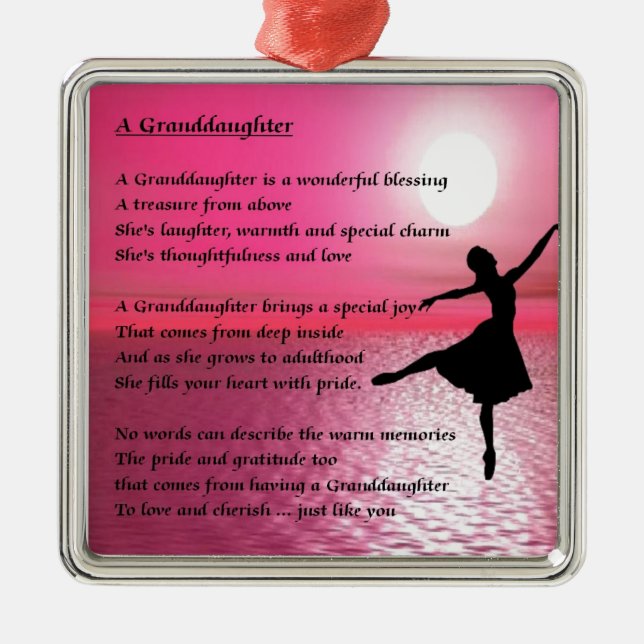 Granddaughter Poem - ballerina Metal Tree Decoration (Front)