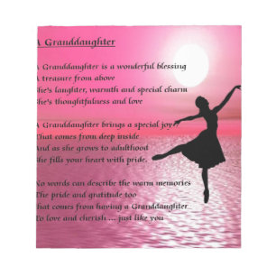 Granddaughter Poem - ballerina Notepad