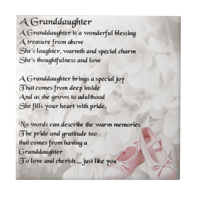 Granddaughter Poem - Ballet Shoes Design Tile (Front)