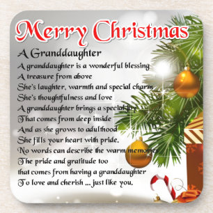 Granddaughter Poem - Christmas Design Coaster