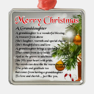 Granddaughter Poem - Christmas Design Metal Tree Decoration