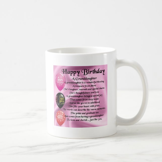 Granddaughter Poem - Happy Birthday Design Coffee Mug (Right)