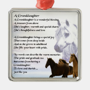 Granddaughter Poem - Horses Design Metal Tree Decoration