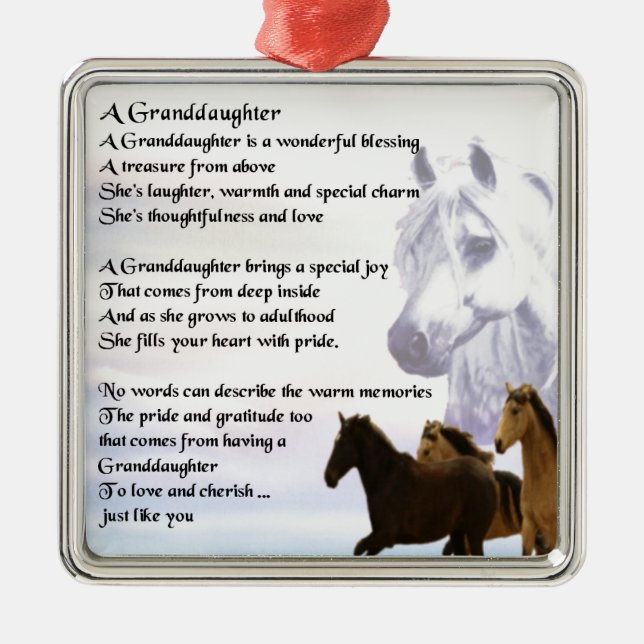 Granddaughter Poem - Horses Design Metal Tree Decoration (Front)