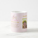 Granddaughter POEM PHOTO Pink Flowers Birthday Coffee Mug<br><div class="desc">Pretty watercolor flowers and feathers adorn this pretty pink and white striped decorative keepsake gift for girls. There is a photo template field to add a photo and four template text fields all of which can be edited to suit any occasion, including 1st Birthday, Baptism, Christening, New Baby, Holy Communion,...</div>