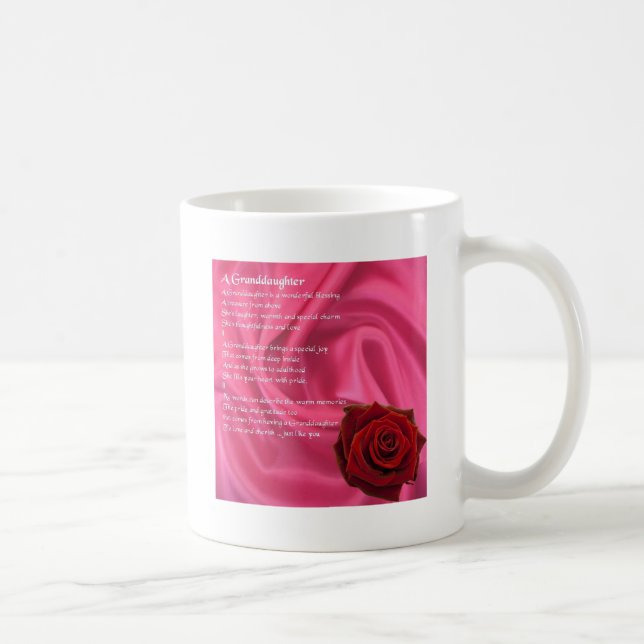 Granddaughter Poem - pink silk & rose Coffee Mug (Right)