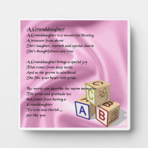 Granddaughter Poem Plaque - Baby Blocks Design