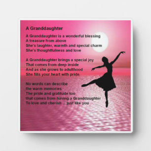 Granddaughter Poem Plaque - Ballerina Design