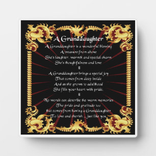 Granddaughter Poem Plaque - Black Design