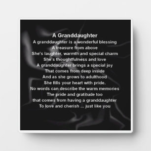 Granddaughter Poem Plaque - Black Silk Design
