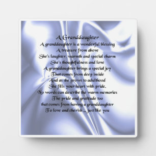 Granddaughter Poem Plaque - Blue Silk Design