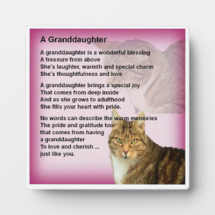 Granddaughter Poem Plaque - Cat Design