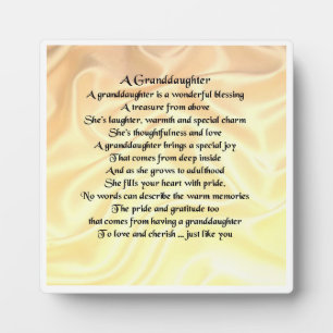Granddaughter Poem Plaque - Cream Silk Design