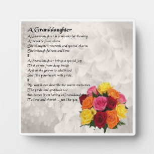 Granddaughter Poem Plaque - Flowers Design