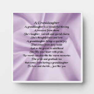 Granddaughter Poem Plaque - Lilac Silk Design