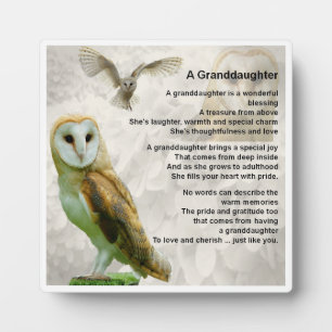 Granddaughter Poem Plaque - Owl Design
