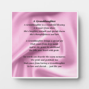Granddaughter Poem Plaque - Pink Silk Design
