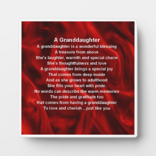 Granddaughter Poem Plaque - Red Silk Design