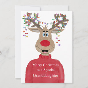Granddaughter Reindeer Christmas Customisable  Holiday Card