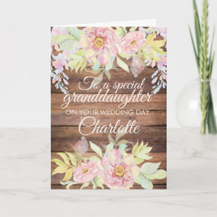 Granddaughter Rustic Wedding Congratulations Card