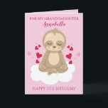 Granddaughter Sloth Birthday Card<br><div class="desc">Granddaughter Fifth Birthday Cute Pink Sloth Photo Card</div>