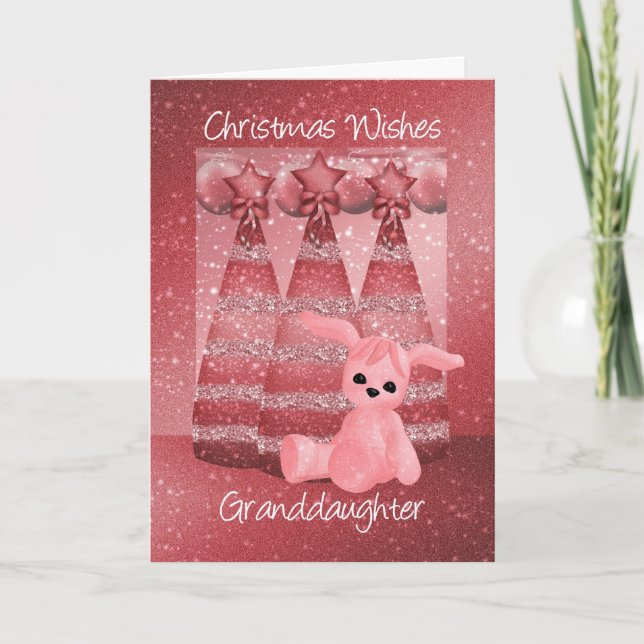 Granddaughter Sparkle Christmas Greeting Card Dusk (Front)