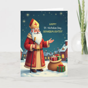 Granddaughter St Nicholas Day Smiles Warm Wishes Card