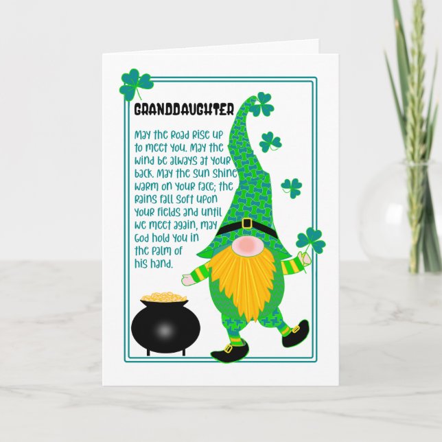 Granddaughter St Patrick's Leprechaun Celtic Card (Front)