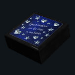 Granddaughter Star and Heart Gift Box<br><div class="desc">This is a wonderful gift box for a grandparent to give to a granddaughter. It features small, shiny heart and star images against a deep blue gradient background on each side. Very elegant and pretty! The text in the centre, in white, says "Granddaughters are the stars in our hearts" but...</div>
