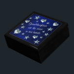 Granddaughter Star and Heart Gift Box<br><div class="desc">This is a wonderful gift box for a grandparent to give to a granddaughter. It features small, shiny heart and star images against a deep blue gradient background on each side. Very elegant and pretty! The text in the centre, in white, says "Granddaughters are the stars in our hearts" but...</div>