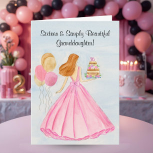 Granddaughter Sweet 16 Birthday Cake Elegant Girl Card