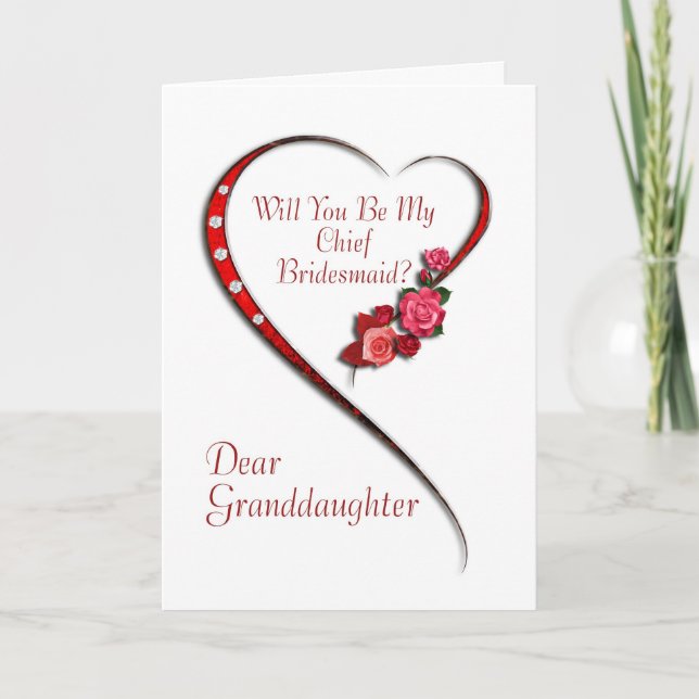 Granddaughter, Swirling heart Bridesmaid invite (Front)