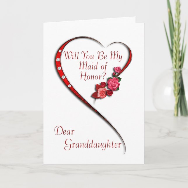 Granddaughter, Swirling heart Maid of Honour invit Invitation (Front)