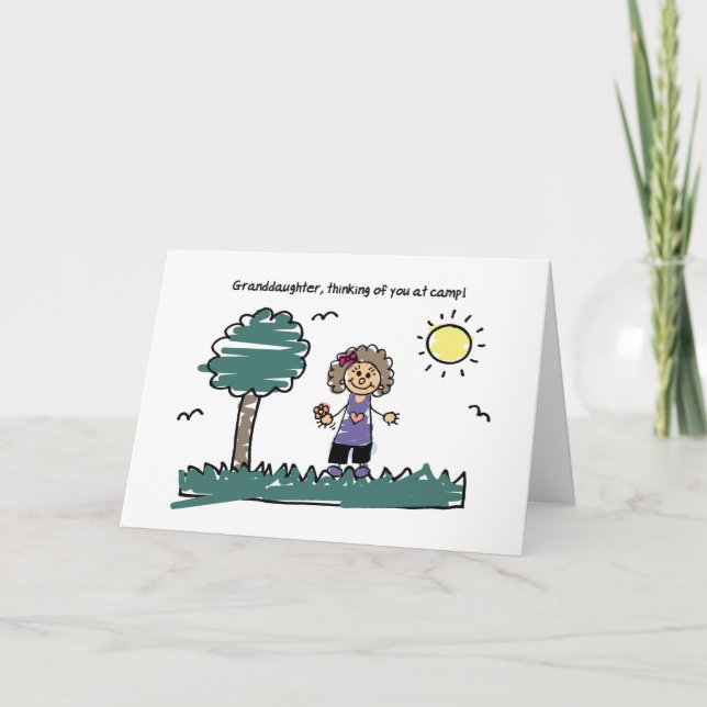 Granddaughter Thinking of You Summer Camp Stick Card (Front)
