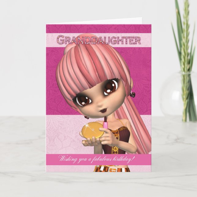Granddaughter Trendy Birthday Girl Greeting Card (Front)