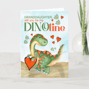 Granddaughter Valentine T-Rex Dinosaur DINOtine Holiday Card
