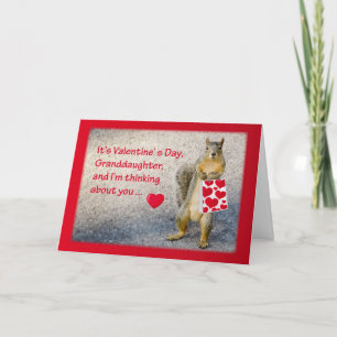 Granddaughter Valentine's Day, Squirrel Holiday Card