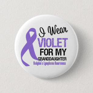 Granddaughter Violet Ribbon Hodgkins Lymphoma 6 Cm Round Badge