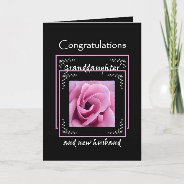 GRANDDAUGHTER Wedding Congratulations - Pink Rose Card (Front)