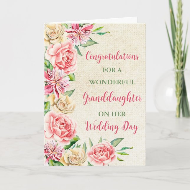 Granddaughter Wedding Day Congratulations Card (Front)