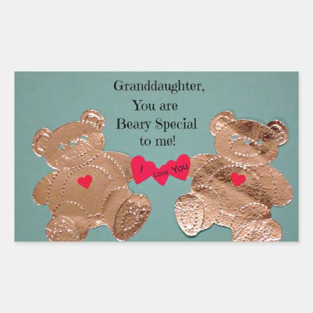 Granddaughter, you are Beary Special to me! Rectangular Sticker (Front)