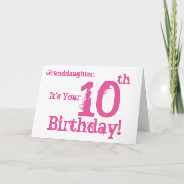 Granddaughter's 10th birthday in pink. card (Front)