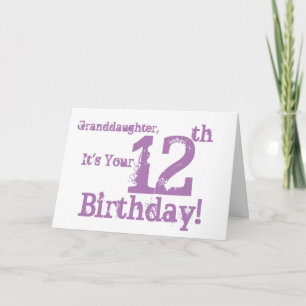 Granddaughter's 12th birthday in purple. card