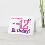 Granddaughter's 12th birthday in purple, pink. card<br><div class="desc">A white background featuring purple and pink text,  on this fun,  birthday greeting for a granddaughter. My Funny Mind Greetings.</div>