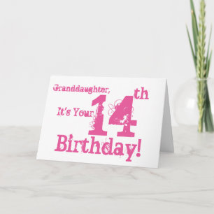 Granddaughter's 14th birthday in pink. card