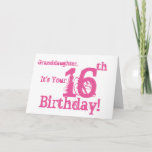 Granddaughter's 16th birthday in pink. card<br><div class="desc">A white background featuring pink text,  on this fun,  birthday greeting for a granddaughter. My Funny Mind Greetings.</div>