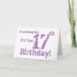 Granddaughter's 17th birthday in purple. card<br><div class="desc">A white background featuring pink text,  on this fun,  birthday greeting for a granddaughter. My Funny Mind Greetings.</div>