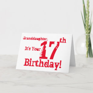 Granddaughter's 17th birthday in red amd white. card